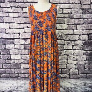 Mirror Image Orange & Blue Scoop Neck Dress/Cover Up Size L